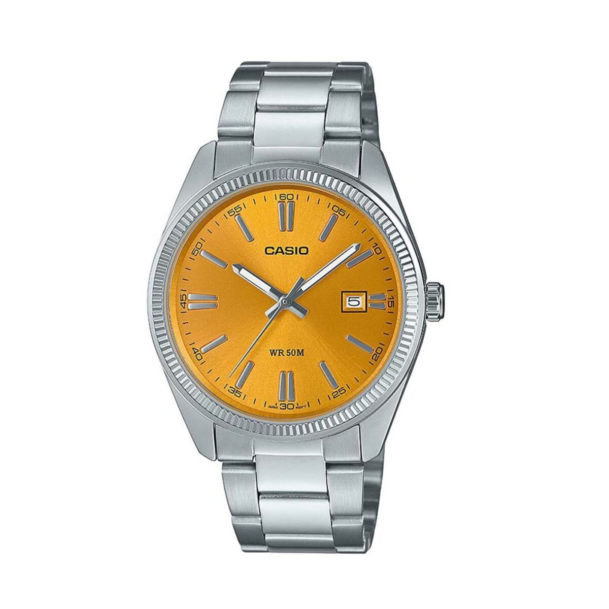 CASIO MEN’s WRIST WATCH SILVER YELLOW FACE