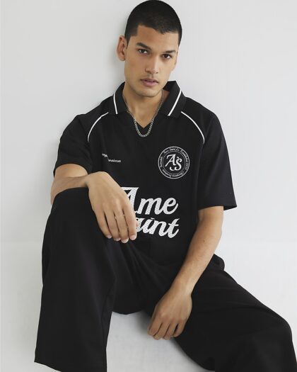 RIVER ISLAND RETRO JERSEY BLACK