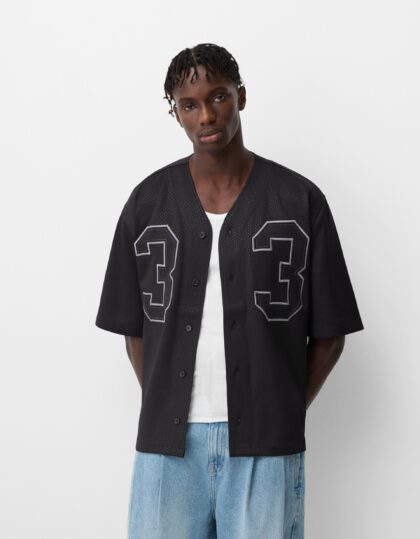 BERSHKA RETRO JERSEY MESH