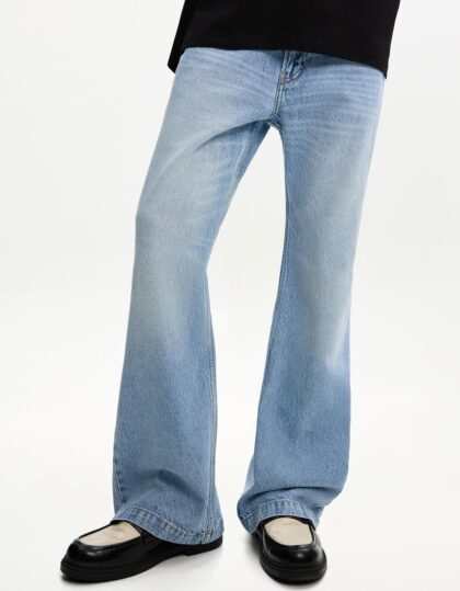 BERHSKA SLIM FIT FLARE JEANS BLUE