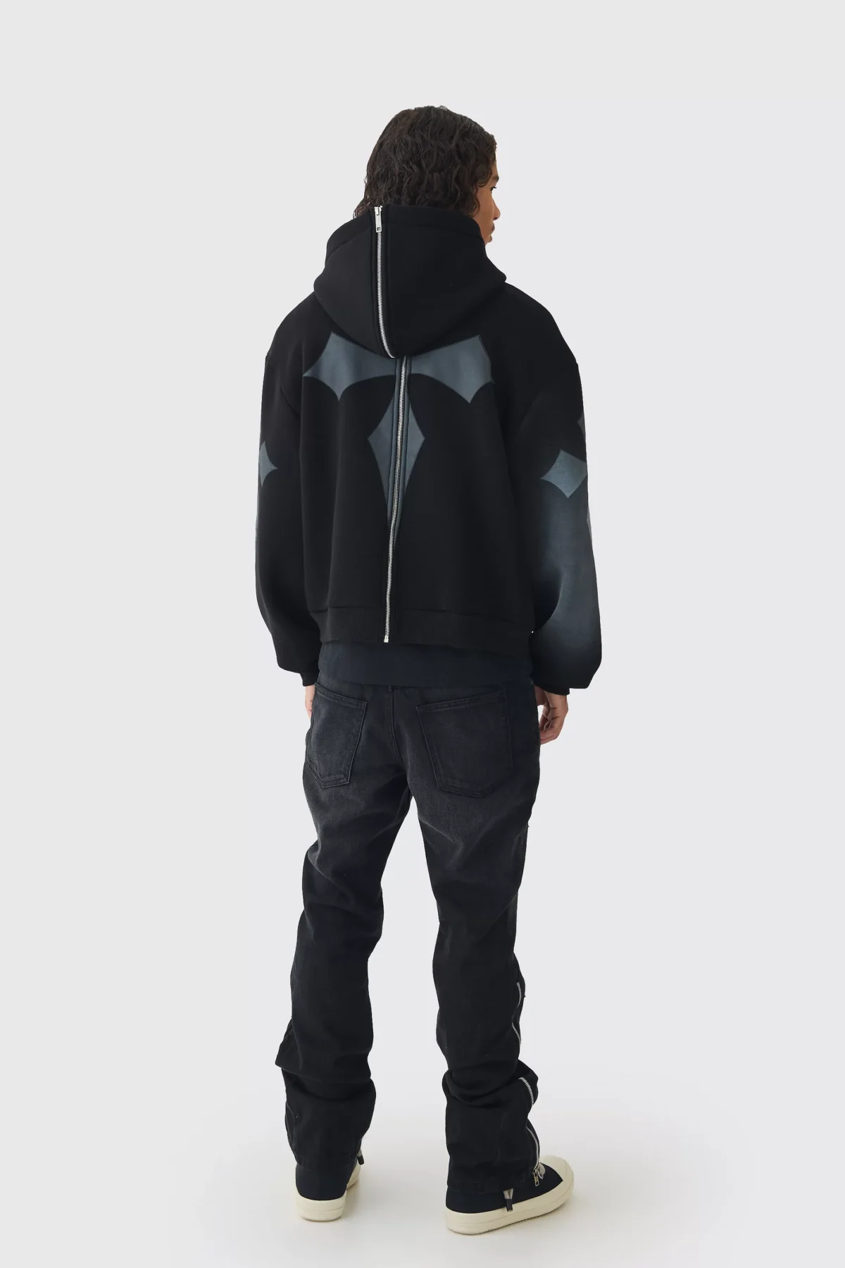 BOOHOOMAN FLARE RIGID CROSS ZIPPER JEANS - Image 2