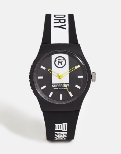 SUPER-DRY BLACK SILICONE STRAP WATCH