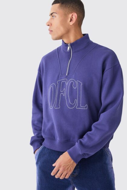 OFCL ZIPPER EMBROIDERY SWEATSHIRT