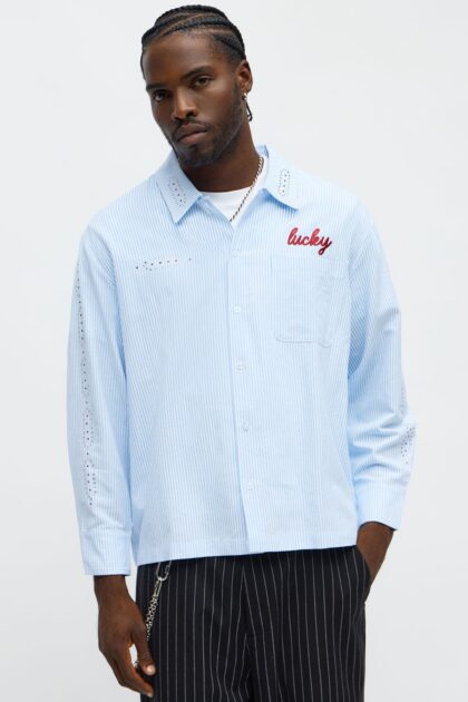 RHRINESTONE STRIPE LONGSLEEVE SHIRT