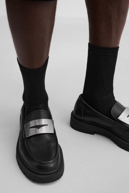 CHUNKY SOLE BLACK LOAFERS