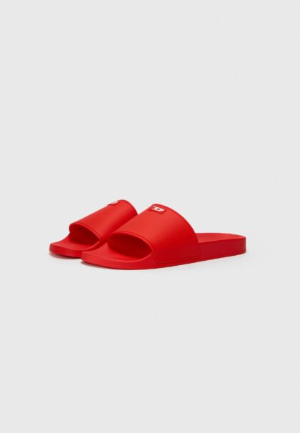 DIESEL LOGO POOL SLIDES IN RED