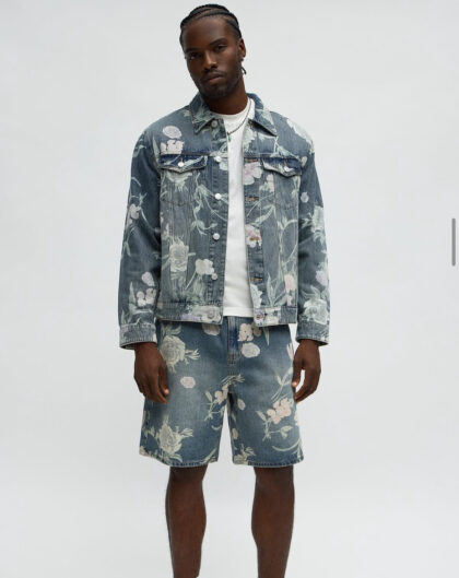 FLORAL PRINT DENIM JACKET