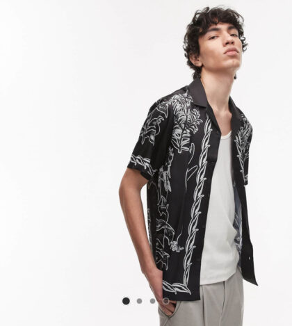 TOPMAN SATIN PRINT SHIRT